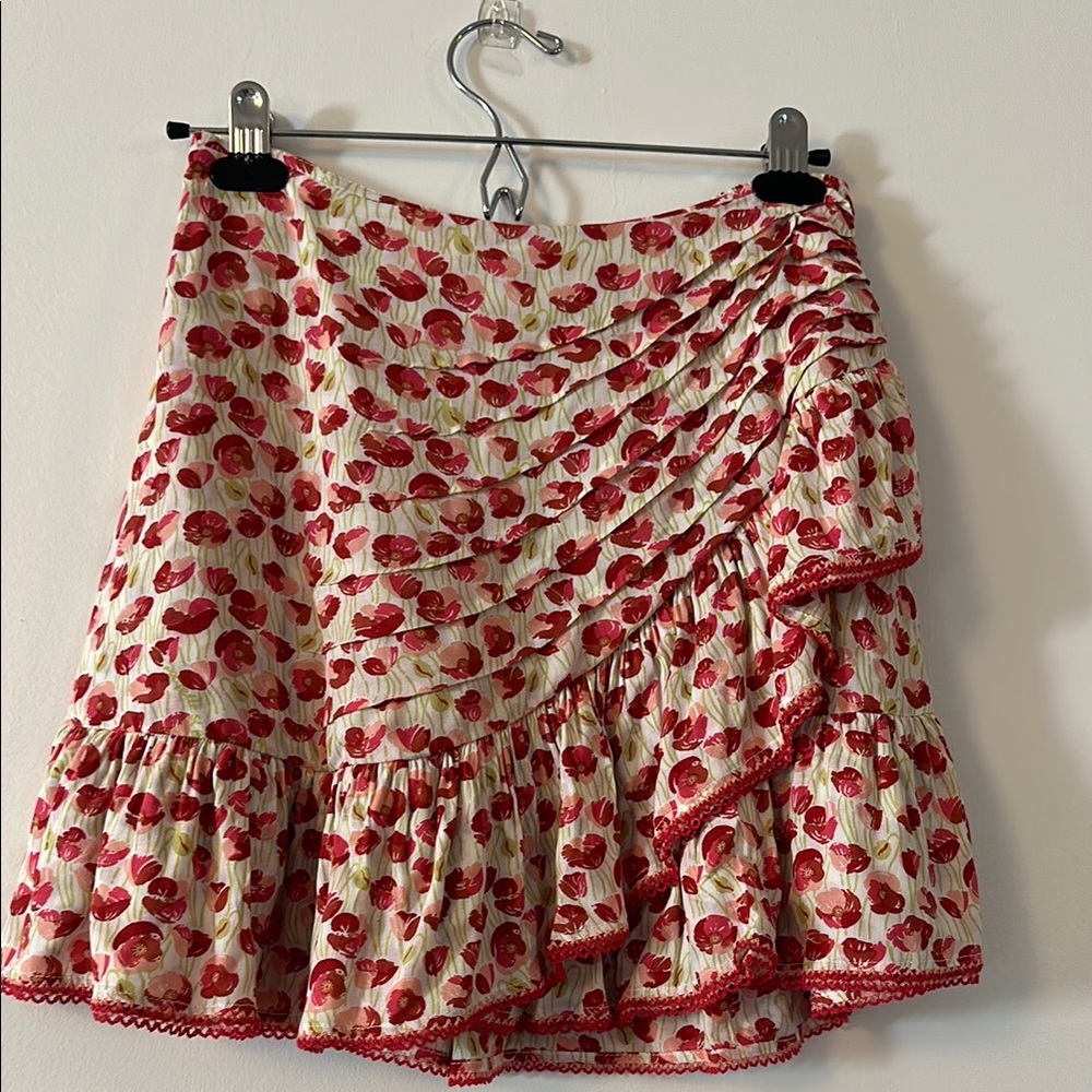 Floral Red and White Skirt